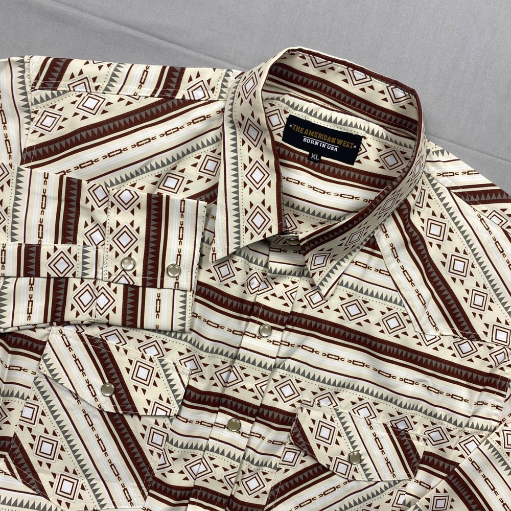 The American West Mens XL Pearl Snap Western Shirt Southwestern‎ Aztec Geometric